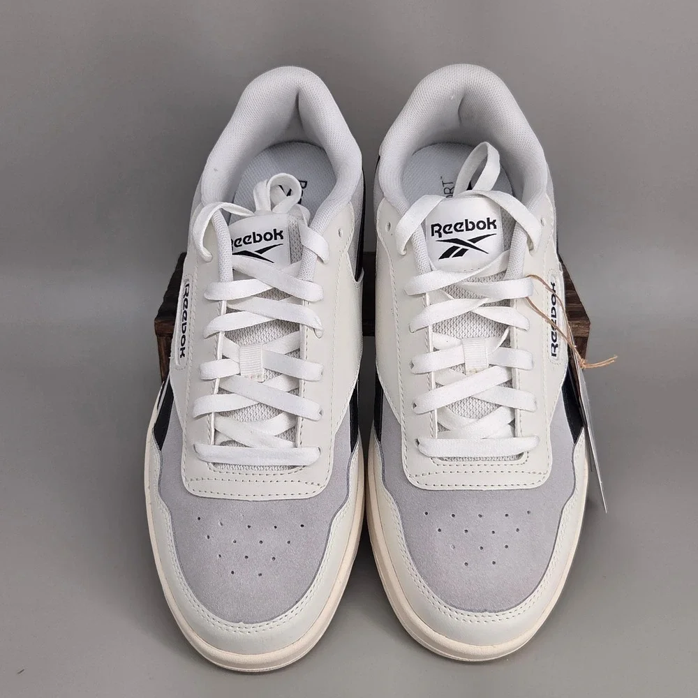Reebok Court Advance Sneakers Unisex M8 W9.5 White Grey Leather Suede Sporty